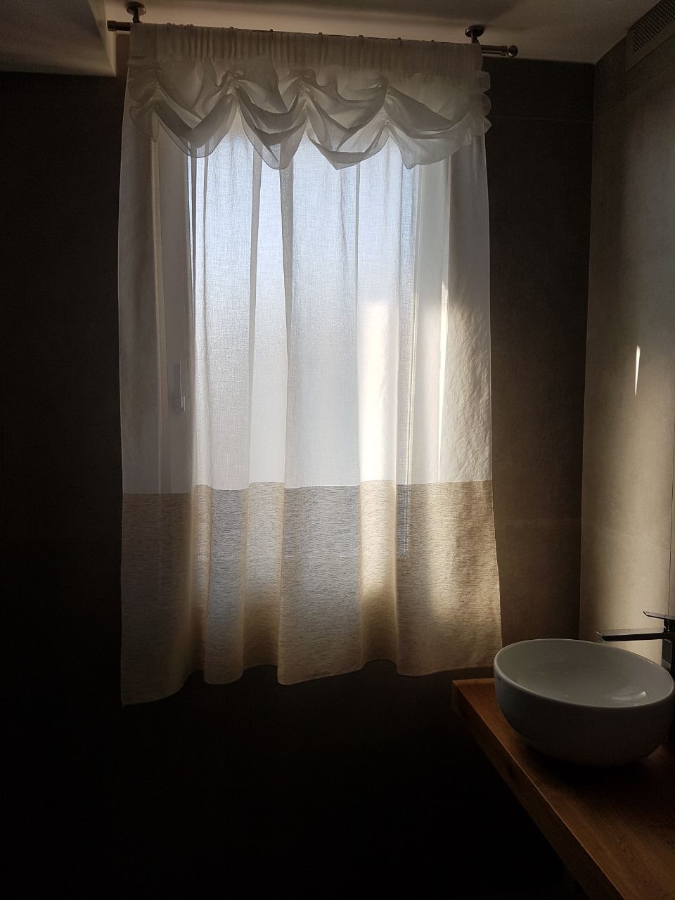 NICETOWN Tenda A Pannello In Finto Lino Per Finestre E Porte Francesi, 61x45 Cm, Bianco, Risparmio Energetico Con Ganci Adesivi Inclusi